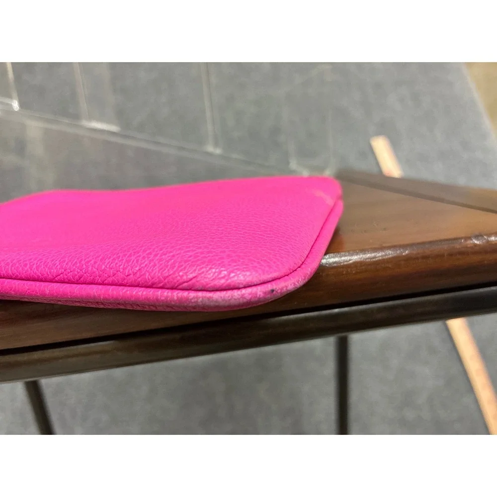 Fossil Pink Pebbled Leather Cactus Applique L-Zip Wristlet Pouch SWL1781
